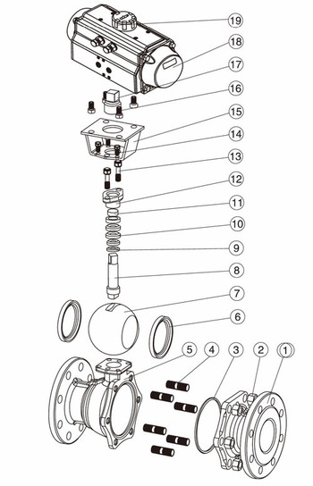 Pneumatic Flanged Ball Valves Drawning Pneumatic Flanged Ball Valves Drawning